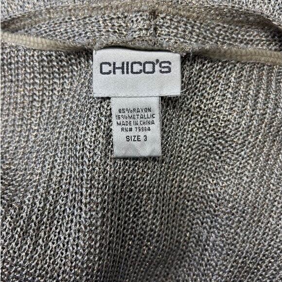 Chico's Womens Gold Metallic Open-Front Cardigan Longline Sweater Size 3 (XL) - Picture 5 of 9
